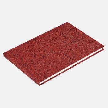 Rustic Red Tooled Leather (faux) Guest Book by RiverJude at Zazzle