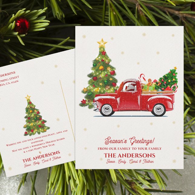 Rustic Red Truck Christmas Tree Season’s Greetings Postcard (Rustic Red Truck Christmas Tree Season’s Greetings Postcard)