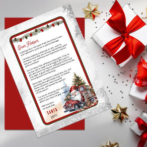 Rustic Red Truck Letter from Santa to Child Invitation