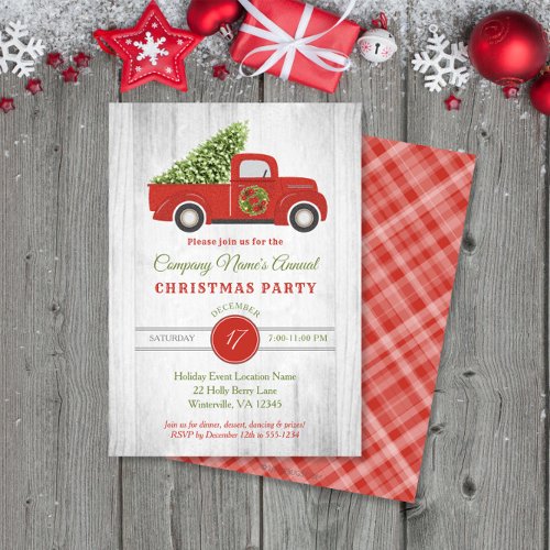 Rustic Red Truck Tree Company Christmas Party Invitation