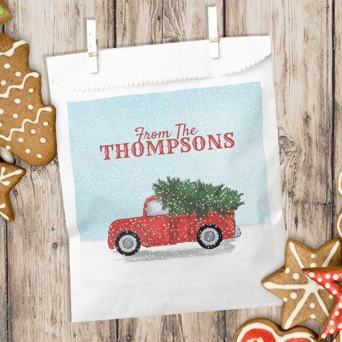 Rustic Red Vintage Holiday Christmas Truck Favor Bag