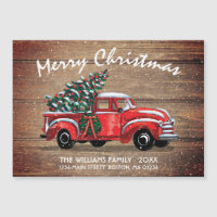 Rustic Red Vintage Truck Christmas Moving Magnet