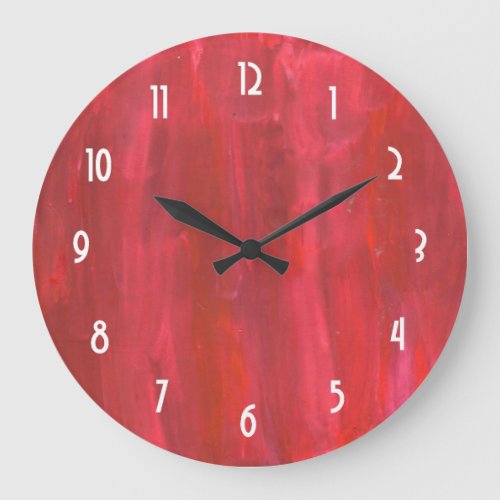 Rustic Red Watercolor Abstract Large Clock