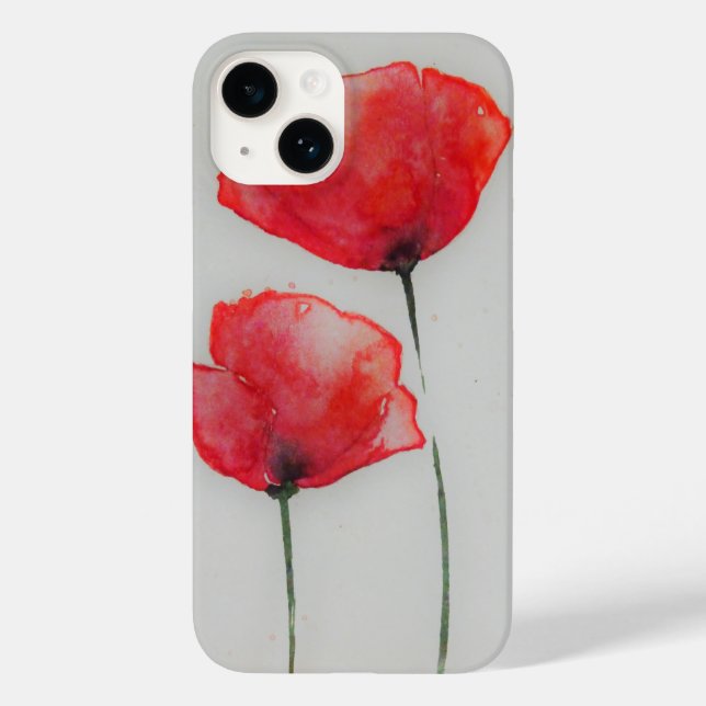 Rustic Red Watercolour Poppies Case-Mate iPhone Case (Back)