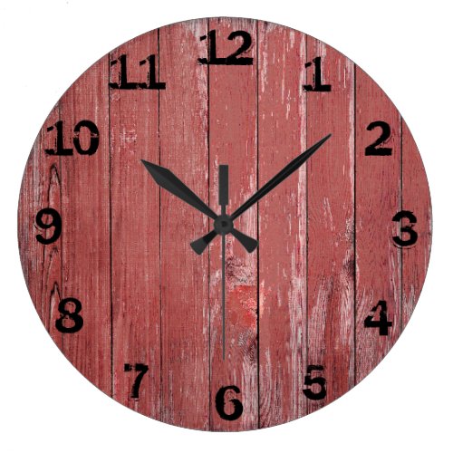 Rustic Red Weathered Barn Board Large Clock