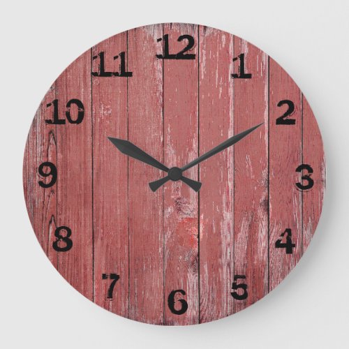 Rustic Red Weathered Barn Board Large Clock