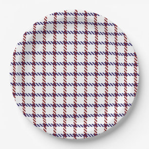 Rustic Red, White, and Blue Gingham Paper Plates