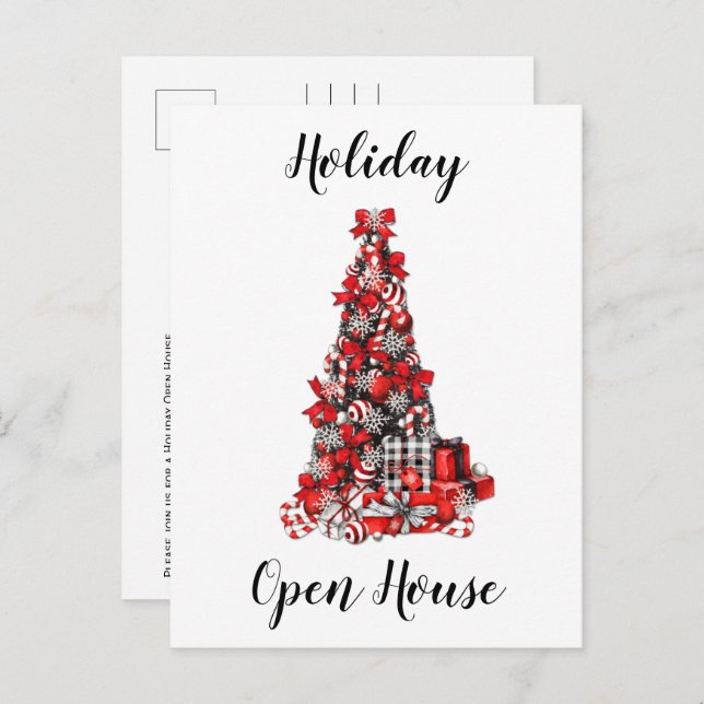 Rustic Red White Black Buffalo Check Christmas Postcard (Front/Back)