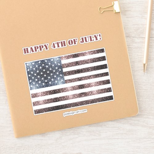 Rustic Red White Blue Sparkles USA flag 4th July Sticker