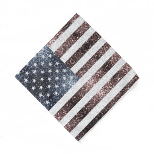 Rustic Red White Blue Sparkles USA flag Bandana