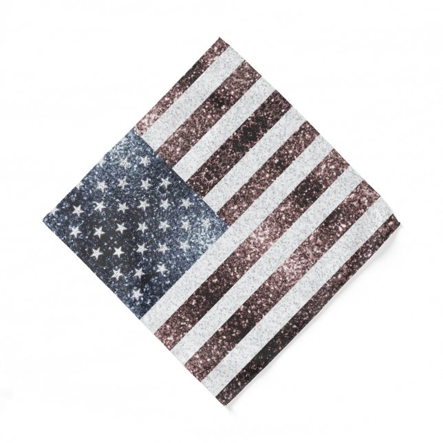 Rustic Red White Blue Sparkles USA flag Bandana (Front)