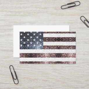 Rustic Red White Blue Sparkles USA flag Business Card