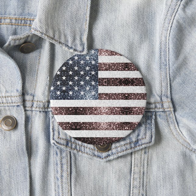 Rustic Red White Blue Sparkles USA flag  Button (In Situ)
