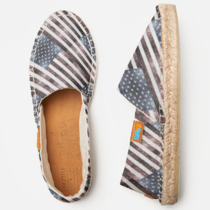 Rustic Red White Blue Sparkles USA flag Espadrilles