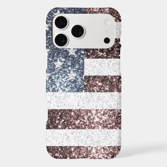 Rustic Red White Blue Sparkles USA flag iPhone Case (Back)