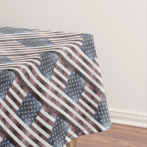 Rustic Red White Blue Sparkles USA flag pattern Tablecloth