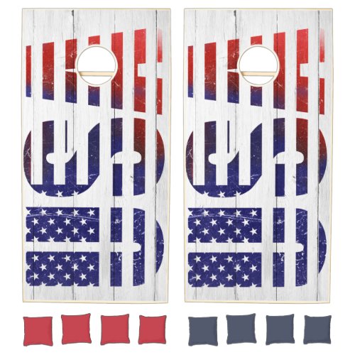 Rustic Red White Blue USA Flag 4th of July Modern Cornhole Set