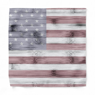 Rustic Red White Blue Wood USA flag America Bandana