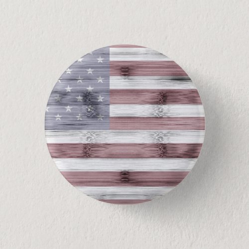 Rustic Red White Blue Wood USA flag America Button