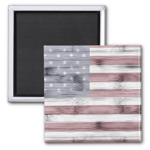 Rustic Red White Blue Wood USA flag America Magnet