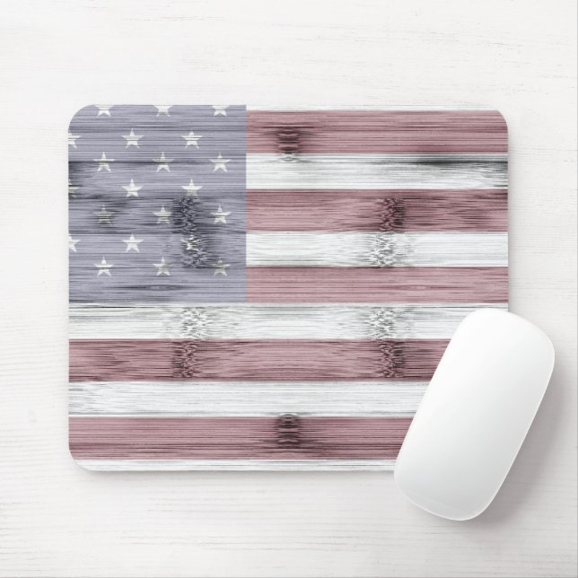 Rustic Red White Blue Wood USA flag America Mouse Pad (With Mouse)