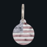 Rustic Red White Blue Wood USA flag America Pet ID Tag<br><div class="desc">Vintage muted pastel America 4th of July stars and stripes. Rustic USA flag in red,  white and blue faux wood. We use photo of wood!</div>