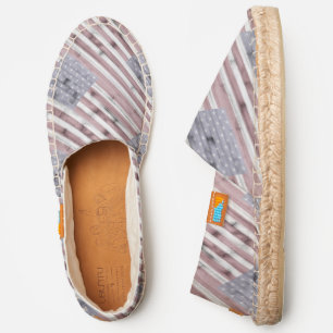 Rustic Red White Blue Wood USA flag Espadrilles