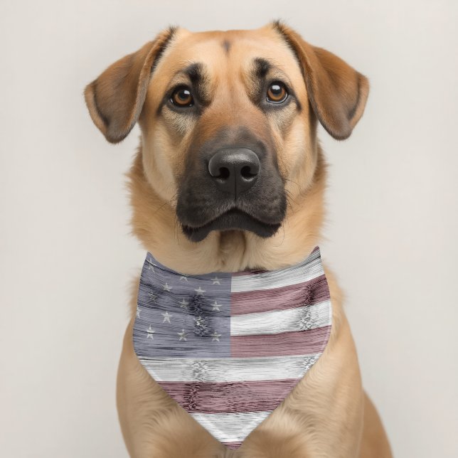 Rustic Red White Blue Wood USA flag Pet Bandana Collar (Dog 2)