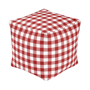Rustic Red White Buffalo Check Pattern Pouf