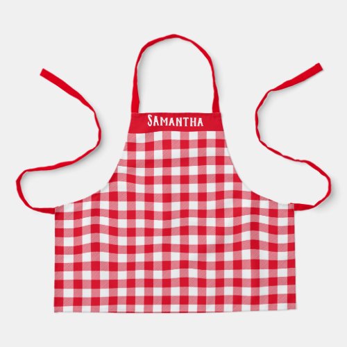 Rustic Red White Buffalo Plaid Holiday Custom Apron