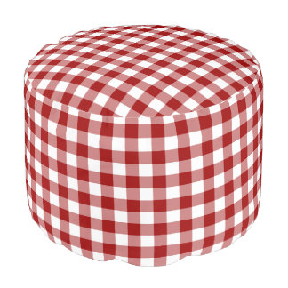 Rustic Red White Gingham Pattern Pouf