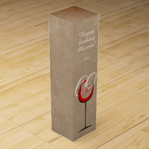 Rustic Red Wine Glass Script 60th Birthday  Box