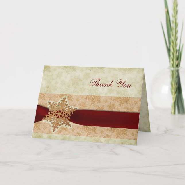 rustic red winter wedding Thank You Card (Front)