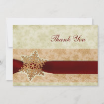 rustic red winter wedding Thank You Invitation