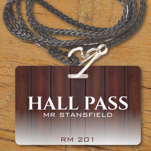 Rustic Red Wood Country School Classroom Hall Pass Badge