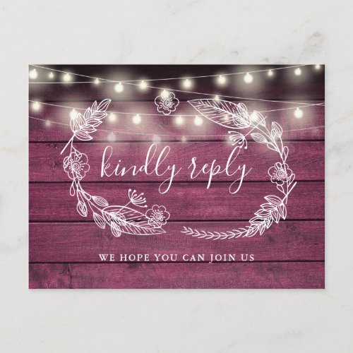 Rustic Red Wood Floral Song Request RSVP Card