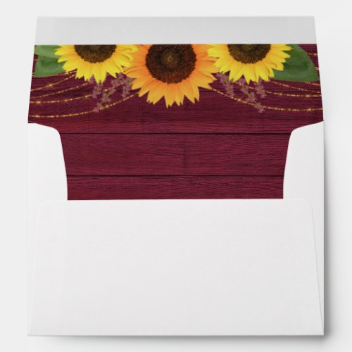 Rustic Red Wood Sunflower Return Address Wedding Envelope