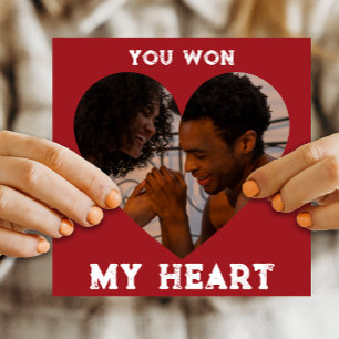 Rustic Red You Won My Heart Custom Photo Card