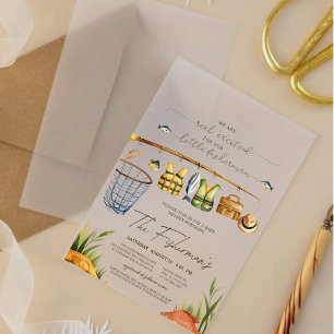 Rustic Reel Exciting Fisherman Baby Shower Acrylic Invitations