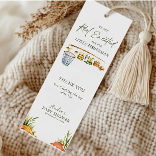 Rustic Reel Fisherman Baby Shower Thank You Bookmarks
