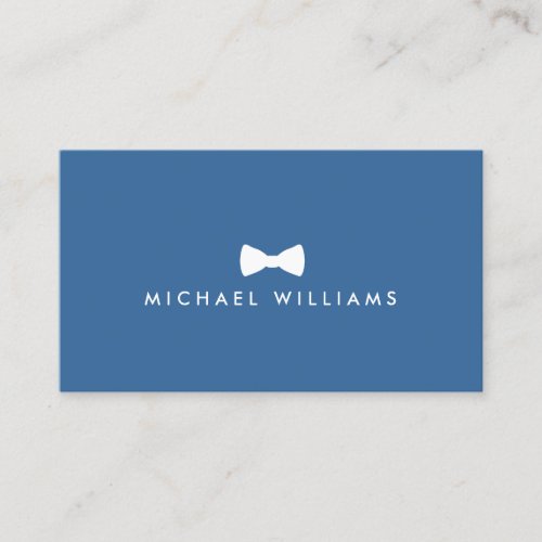Rustic Refined Mens Bow Tie Logo on Blue Business Card