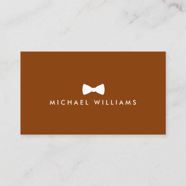 Rustic Refined Men's Bow Tie Logo on Caramel Brown Business Card (Front)