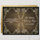 Rustic Regal Ornamental Brown And Gold Wedding (Front/Back)