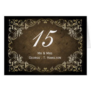 Rustic Regal Ornamental Brown And Gold Wedding Cards