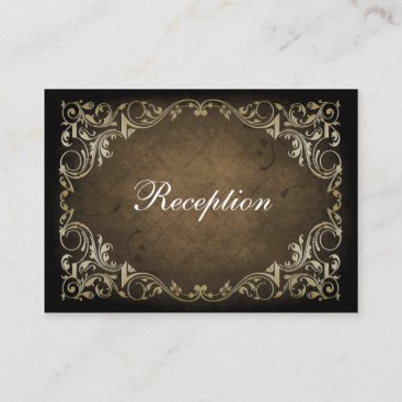 Rustic Regal Ornamental Brown And Gold Wedding Enclosure Card
