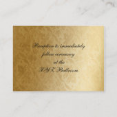 Rustic Regal Ornamental Brown And Gold Wedding Enclosure Card (Back)