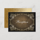 Rustic Regal Ornamental Brown And Gold Wedding Enclosure Card (Front/Back)