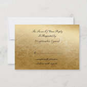 Rustic Regal Ornamental Brown And Gold Wedding RSVP Card (Back)