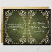 Rustic Regal Ornamental Green And Gold Wedding (Front/Back)