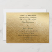 Rustic Regal Ornamental Green And Gold Wedding Invitation (Back)